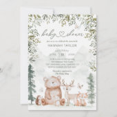 Woodland Forest Animals Kinderdusche Einladung (Vorderseite)