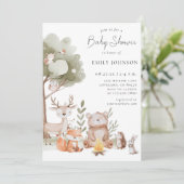 Woodland Forest Animals Kinderdusche Einladung (Stehend Vorderseite)