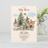 Woodland Forest Animals Kinderdusche Einladung (Stehend Vorderseite)