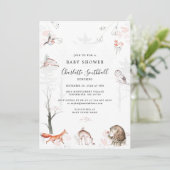 Woodland Forest Animals Kinderdusche Einladung (Stehend Vorderseite)