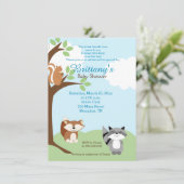 Woodland Forest Animals Kinderdusche Einladung (Stehend Vorderseite)