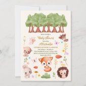 Woodland Forest Animals Kinderdusche Einladung (Vorderseite)