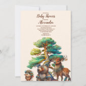 Woodland Forest Animals Kinderdusche Einladung (Vorderseite)