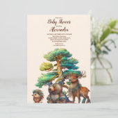 Woodland Forest Animals Kinderdusche Einladung (Stehend Vorderseite)