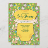 Woodland Forest Animals Kinderdusche Einladung (Vorne/Hinten)