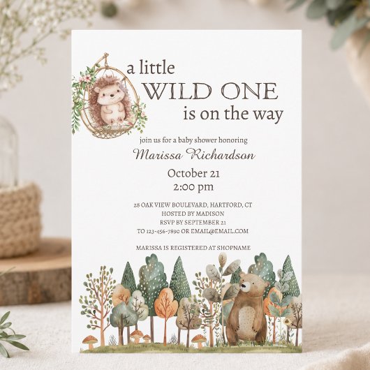 Woodland Forest Animals Kinderdusche Einladung