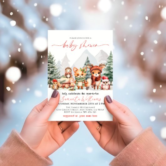 Woodland Forest Animals Kinderdusche Einladung