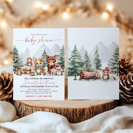 Woodland Forest Animals Kinderdusche Einladung