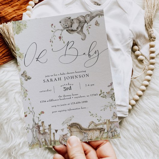 Woodland Forest Animals Kinderdusche Einladung