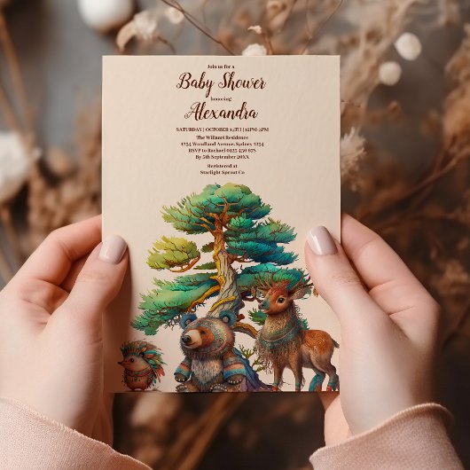Woodland Forest Animals Kinderdusche Einladung