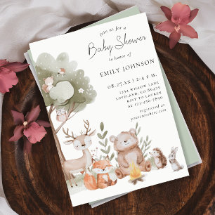 Woodland Forest Animals Kinderdusche Einladung