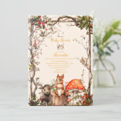 Woodland Forest Animals Kinderdusche Einladung (Stehend Vorderseite)