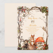 Woodland Forest Animals Kinderdusche Einladung (Vorne/Hinten)