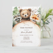 Woodland Forest Animals Kinderdusche Einladung (Stehend Vorderseite)