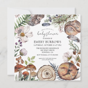 Woodland Forest Animals Kinderdusche Einladung