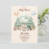 Woodland Forest Animals Kinderdusche Einladung (Stehend Vorderseite)