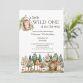 Woodland Forest Animals Kinderdusche Einladung (Stehend Vorderseite)