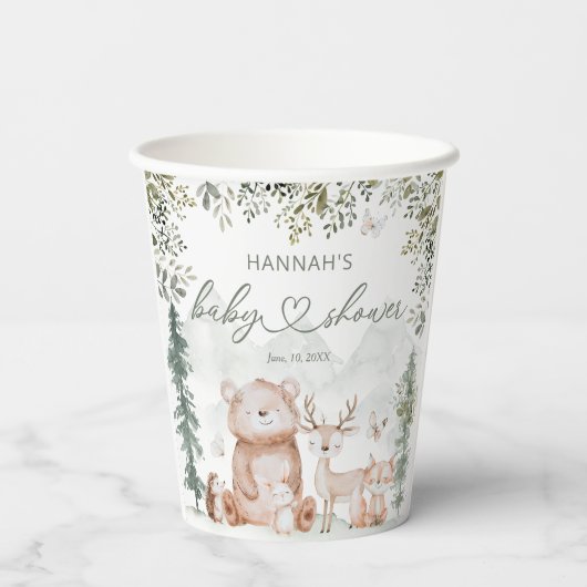 Woodland Forest Animals Kinderdusche Pappbecher (Rückseite)