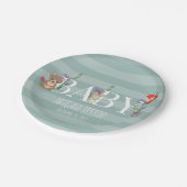 Woodland Forest Animals Kinderdusche Pappteller (Schrägansicht)