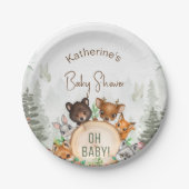 Woodland Forest Animals Kinderdusche Pappteller (Vorderseite)