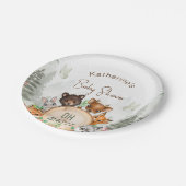 Woodland Forest Animals Kinderdusche Pappteller (Schrägansicht)