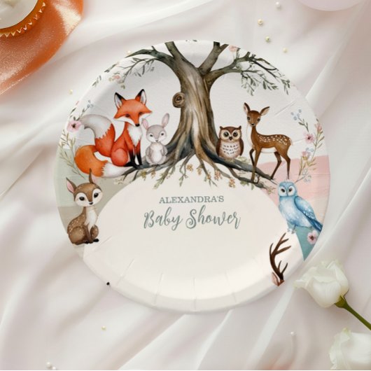 Woodland Forest Animals Kinderdusche Pappteller