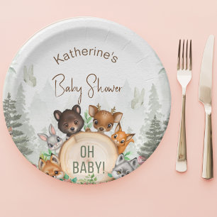 Woodland Forest Animals Kinderdusche Pappteller