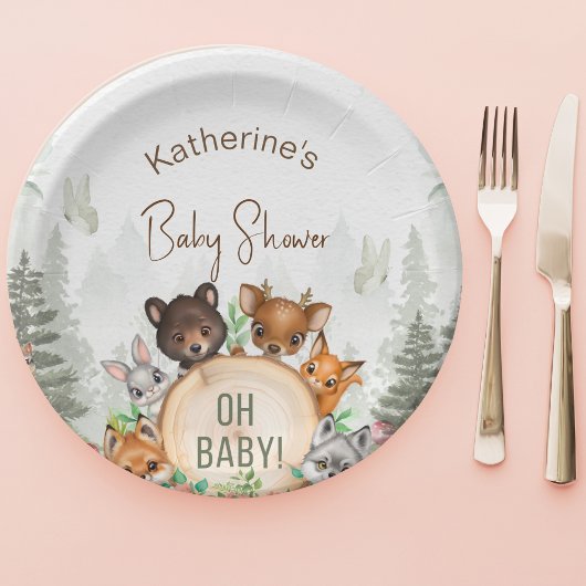 Woodland Forest Animals Kinderdusche Pappteller