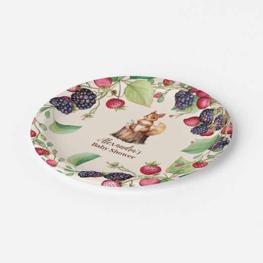 Woodland Forest Animals Kinderdusche Pappteller (Schrägansicht)