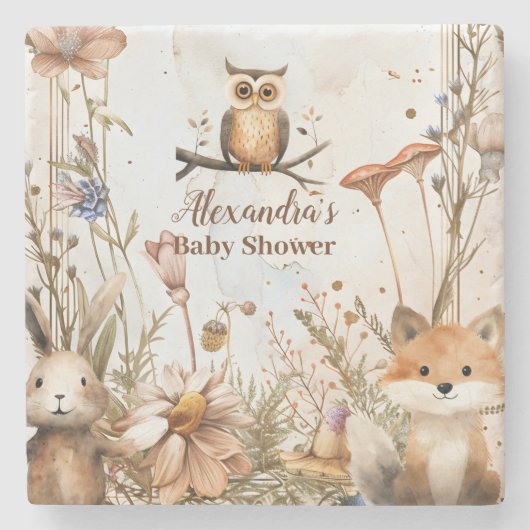 Woodland Forest Animals Kinderdusche Steinuntersetzer (Vorderseite)