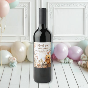 Woodland Forest Animals Kinderdusche Weinetikett