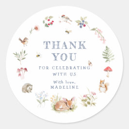 Woodland Forest Animals Thank You Sticker