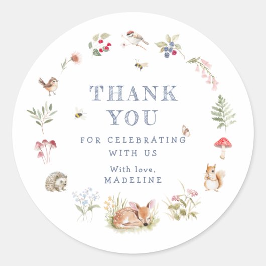 Woodland Forest Animals Thank You Sticker (Vorderseite)