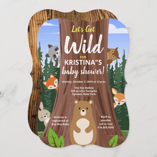 Woodland Forest Baby Animals Baby Dusche Einladung (Vorne/Hinten)