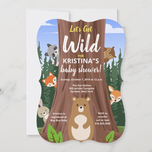 Woodland Forest Baby Animals Baby Dusche Einladung (Vorderseite)
