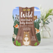 Woodland Forest Baby Animals Baby Dusche Einladung (Stehend Vorderseite)