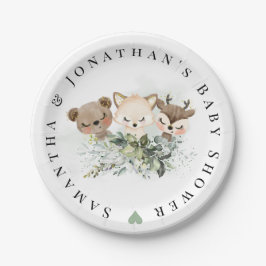 Woodland Forest Baby Animals Baby Dusche Pappteller