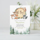 Woodland Forest Baby Dusche einladen Einladung (Stehend Vorderseite)