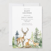 Woodland Forest Baby Dusche Einladung (Vorderseite)