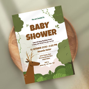Woodland Forest Baby Dusche Einladung