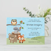 Woodland Forest Baby Dusche Einladung (Stehend Vorderseite)