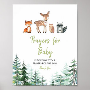 Woodland Forest Baby Dusche Gebete für Baby Poster