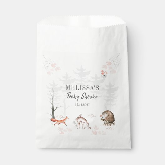Woodland Forest Baby Dusche Geschenktütchen (Vorderseite)