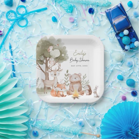 Woodland Forest Baby Dusche Pappteller (Party)