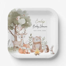Woodland Forest Baby Dusche Pappteller