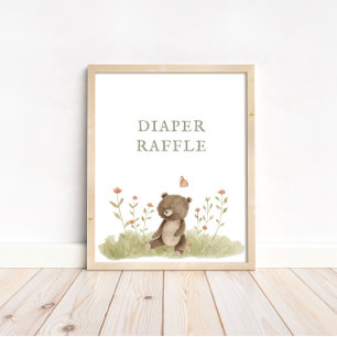 Woodland Forest Baby Dusche Windeln Raflle Schild