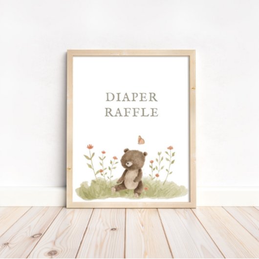 Woodland Forest Baby Dusche Windeln Raflle Schild