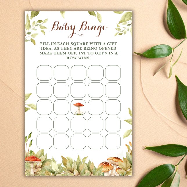 Woodland Forest Baby Shower Bingo Game Greenerie (Von Creator hochgeladen)