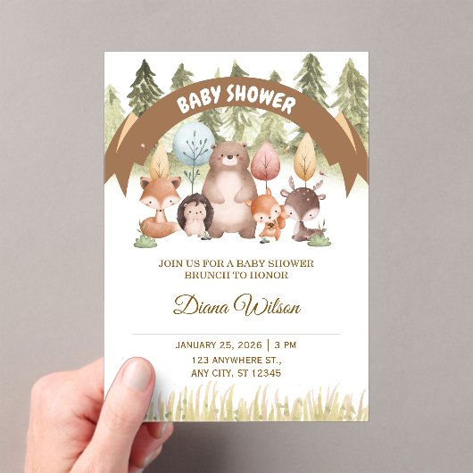 Woodland Forest Baby Shower Invite Acryleinladungen (Insitu (Handheld))