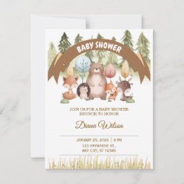 Woodland Forest Baby Shower Invite RSVP Karte